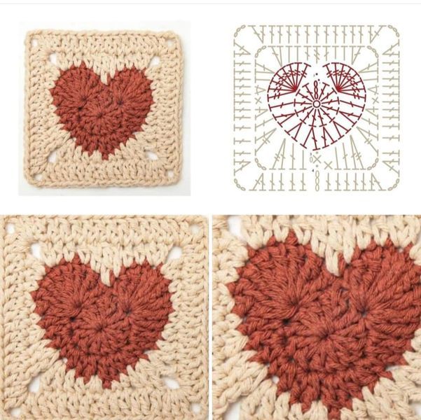 crochet squares with hearts graphics and ideas 7