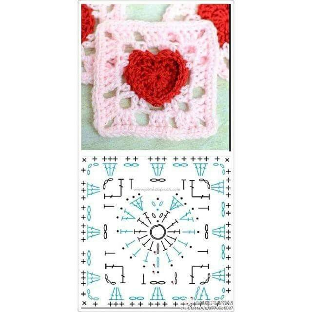 crochet squares with hearts graphics and ideas 9