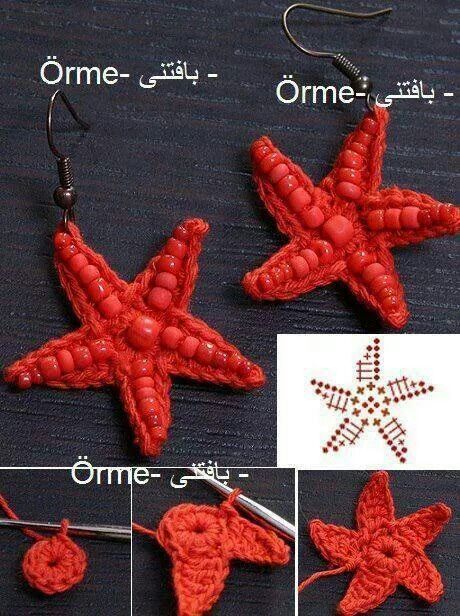 crochet starfish earrings 1