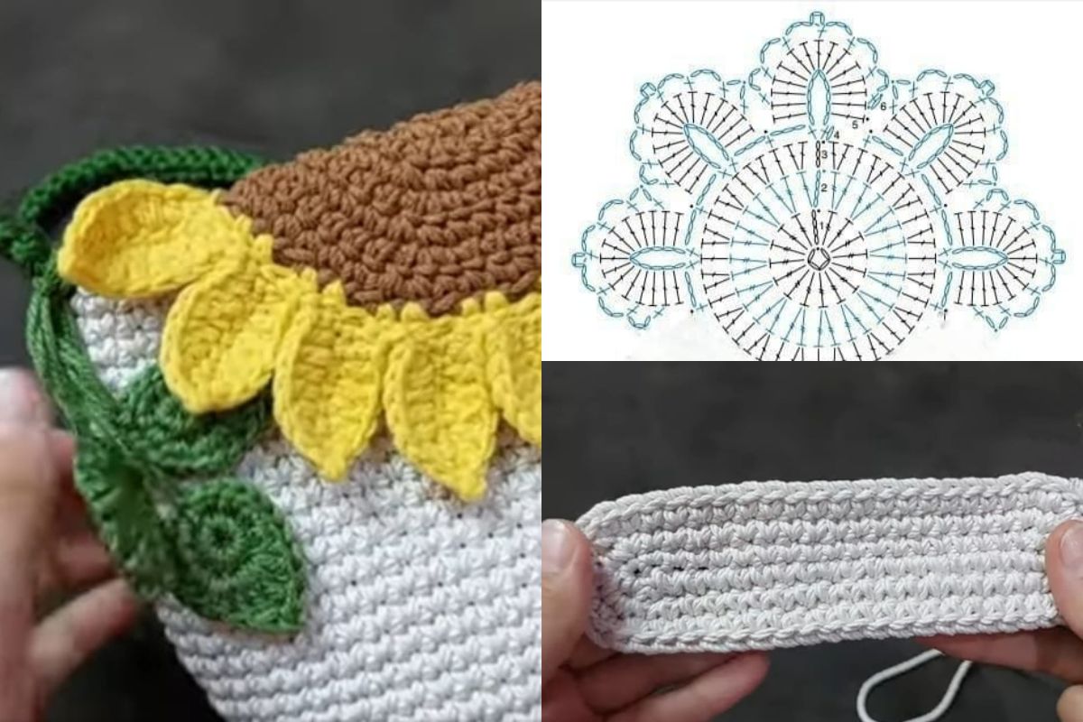 crochet sunflower bag 11