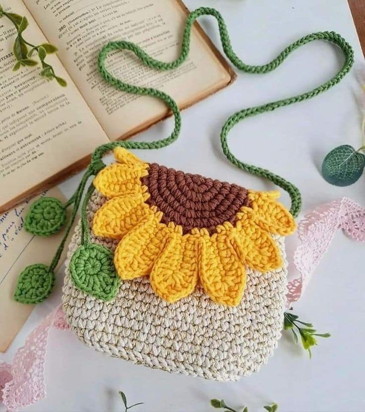 crochet sunflower bag