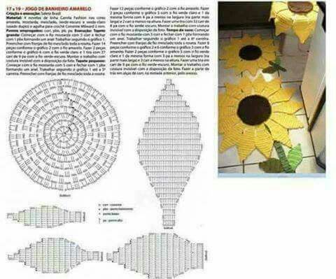 crochet sunflower bathroom set 3