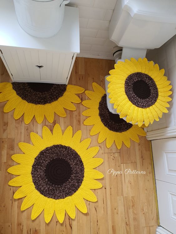 crochet sunflower bathroom set 6