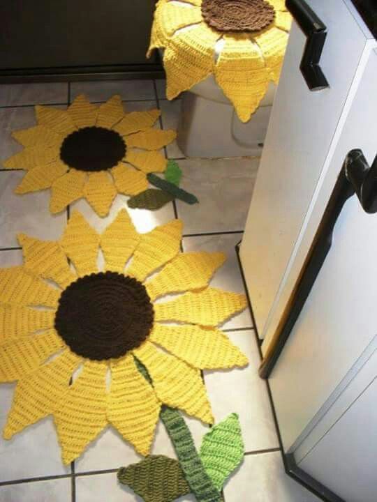 crochet sunflower bathroom set 8