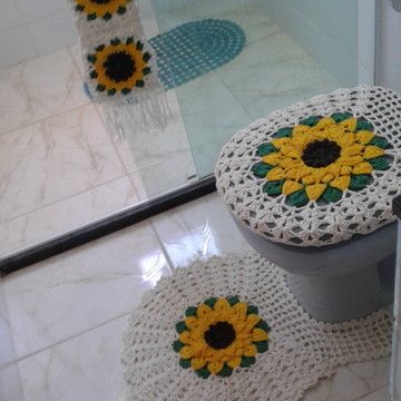 crochet sunflower bathroom set 9