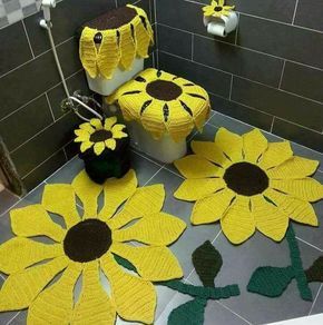 crochet sunflower bathroom set