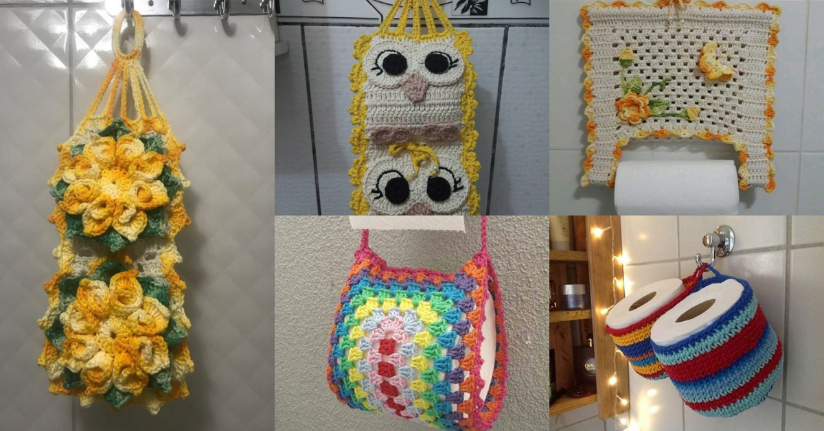 crochet toilet paper holder