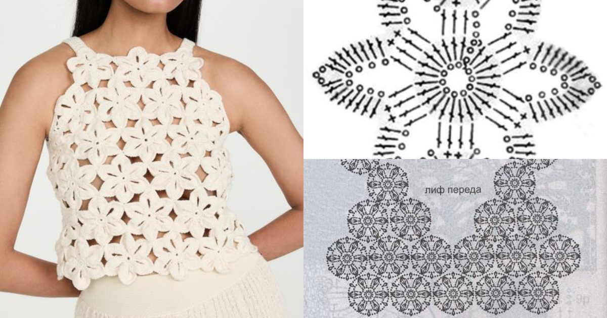 Stunning Crochet Flowers Crop Top