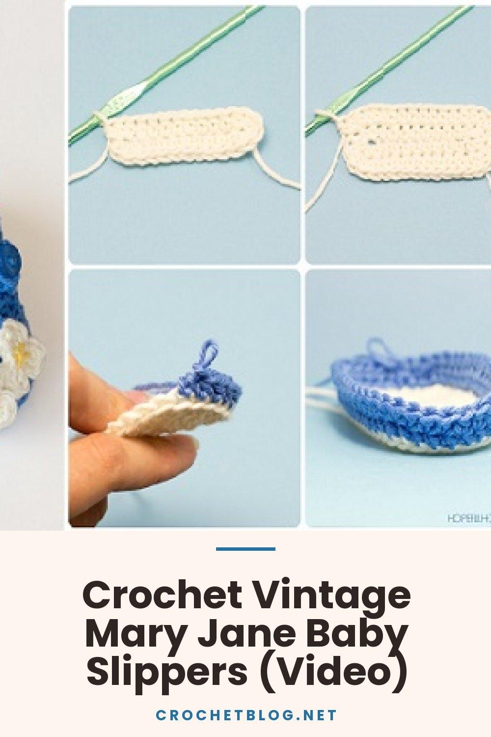 Crochet Vintage Mary Jane Baby Slippers (Video)