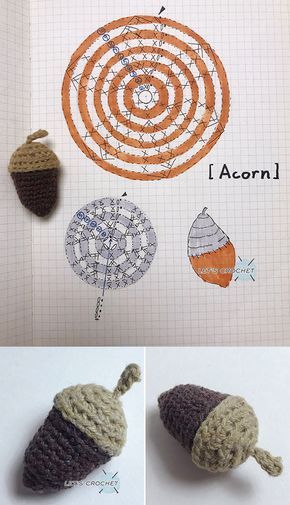 crocheted acorns on a leaf 2