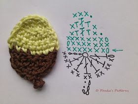 crocheted acorns on a leaf 5