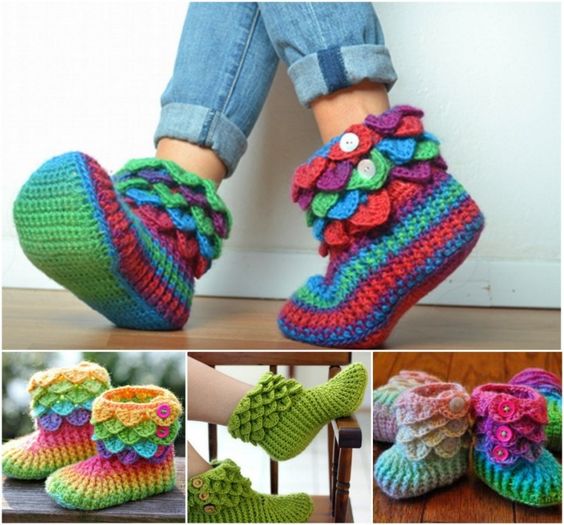 crocodile stitch crochet boots