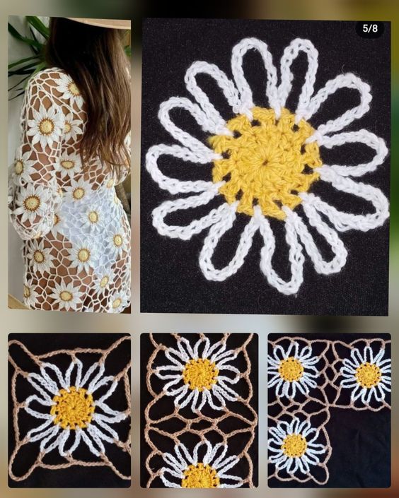 crop top with crochet daisies 1