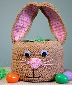 cute easter bunny basket crochet 5