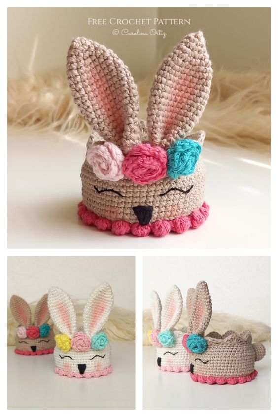 cute easter bunny basket crochet 9