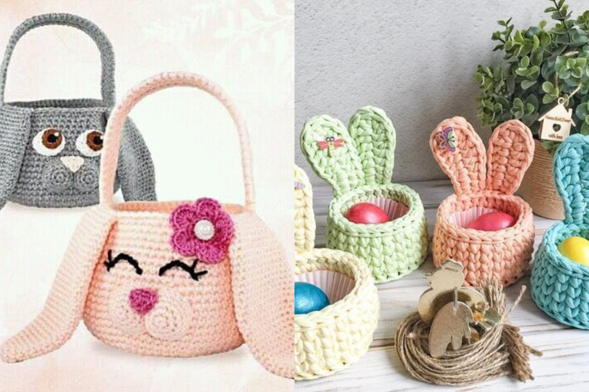 cute easter bunny basket crochet