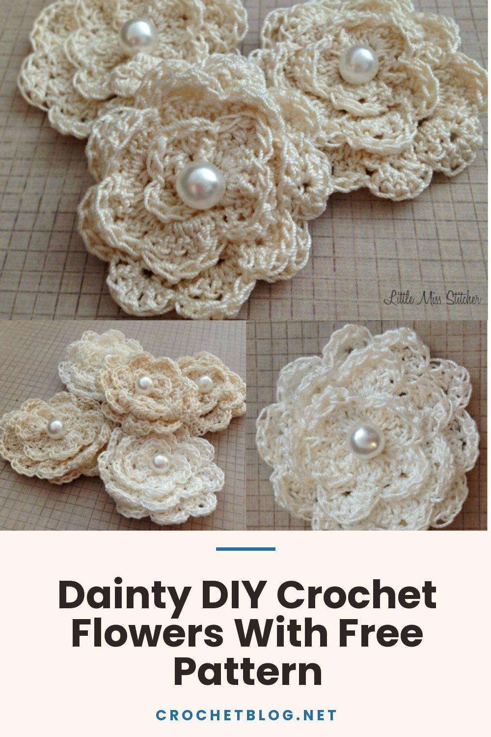 Dainty DIY Crochet Flowers With Free Pattern