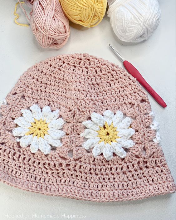 daisy flower hat crochet patterns 6