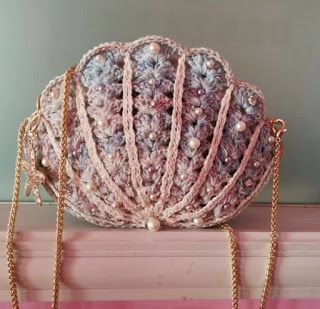 diy crochet sea shell bag 4