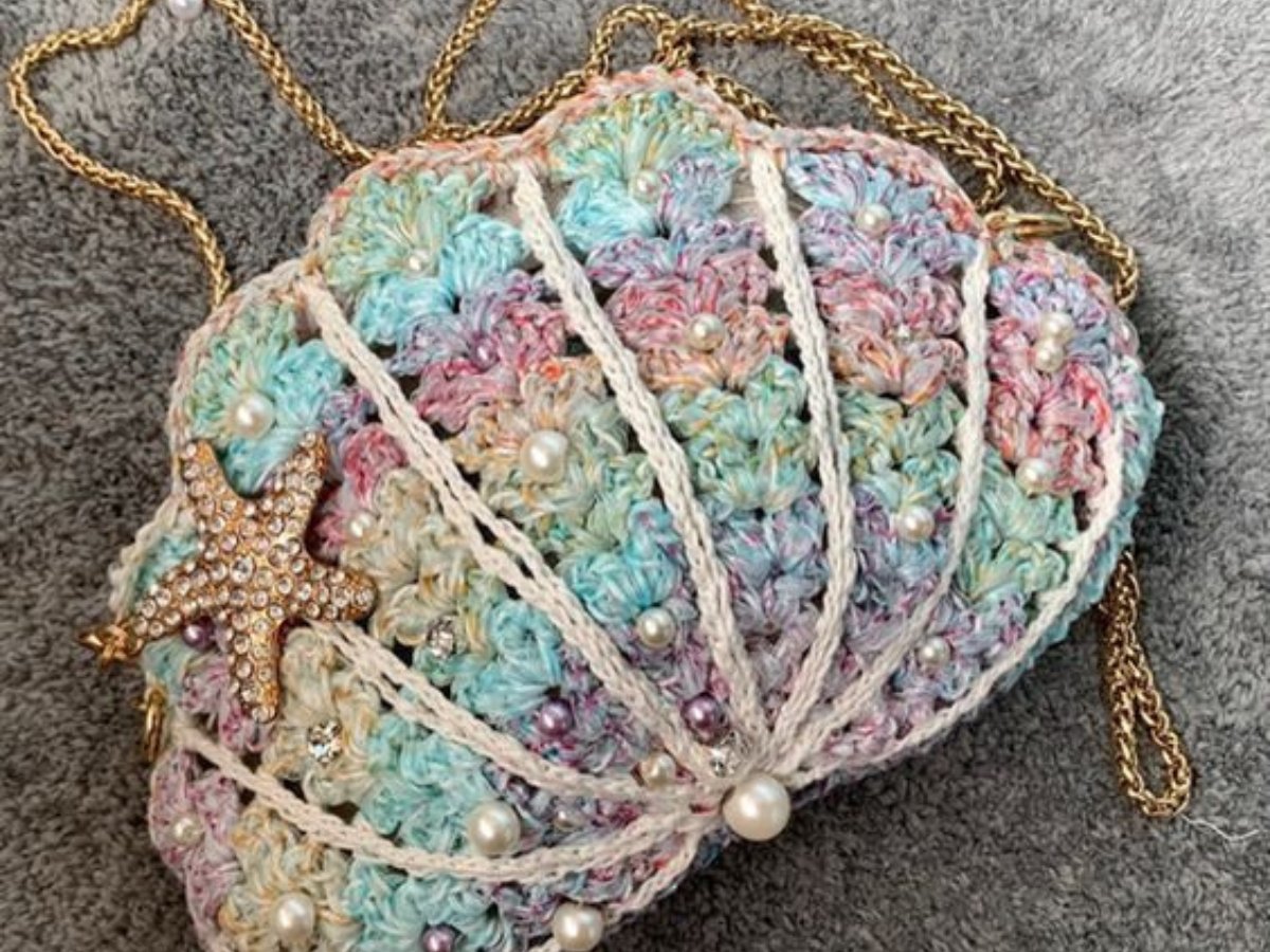 diy crochet sea shell bag 9