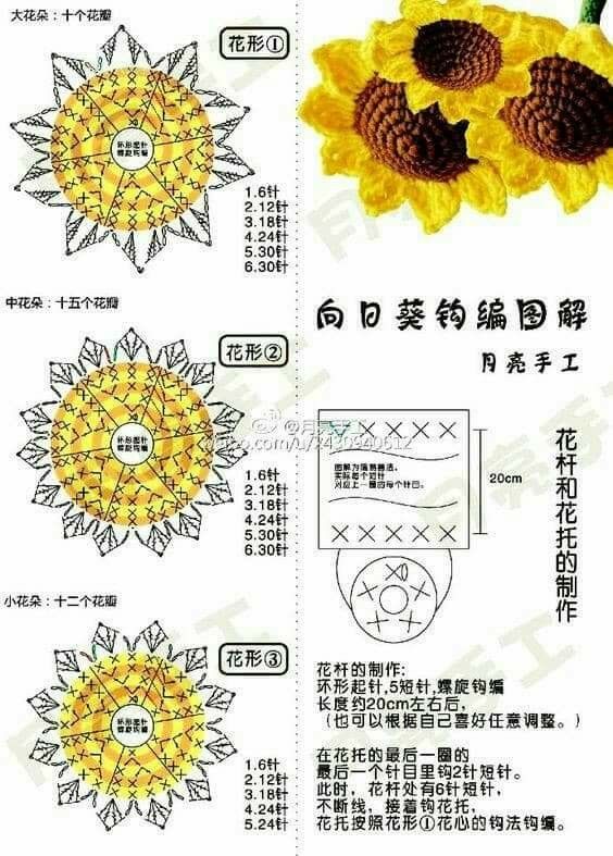 diy crochet sunflower pattern 2