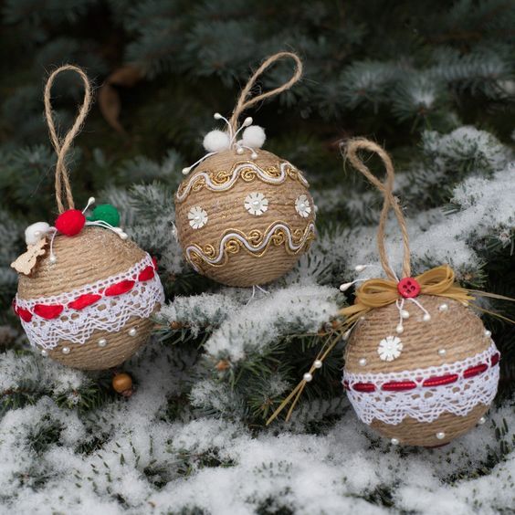 diy jute christmas baubles 3