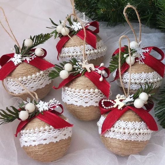 diy jute christmas baubles