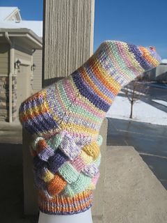 diy rainbow patch knitted socks 5