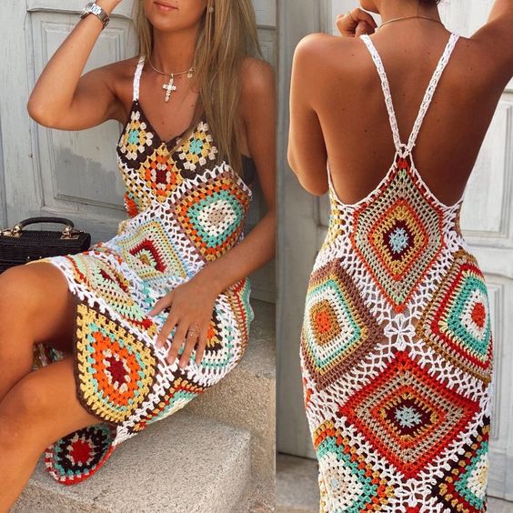 dresses made with crochet squares 10