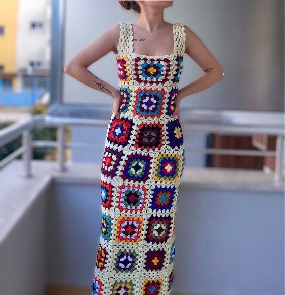 dresses made with crochet squares 11