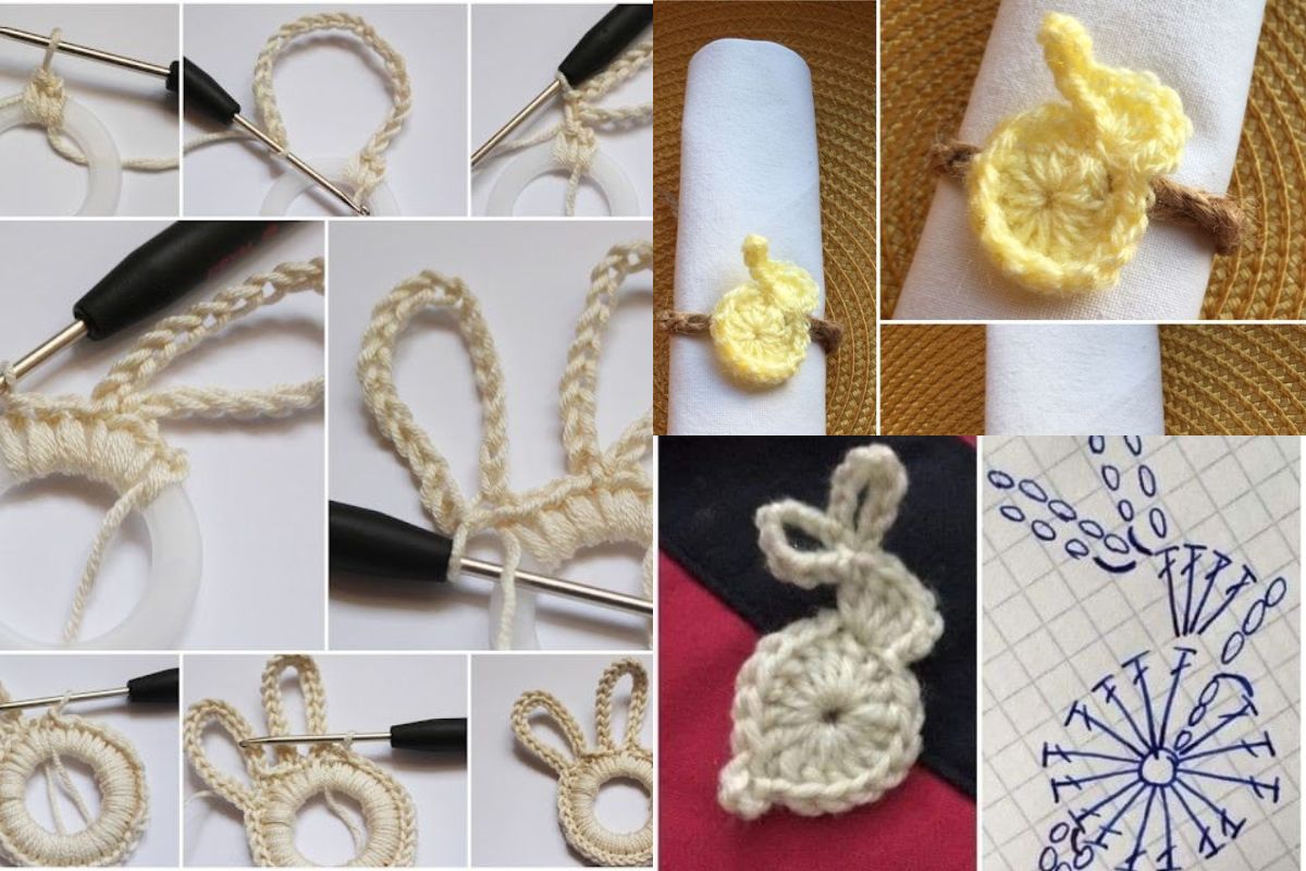 easter bunny crochet napkin ring 8