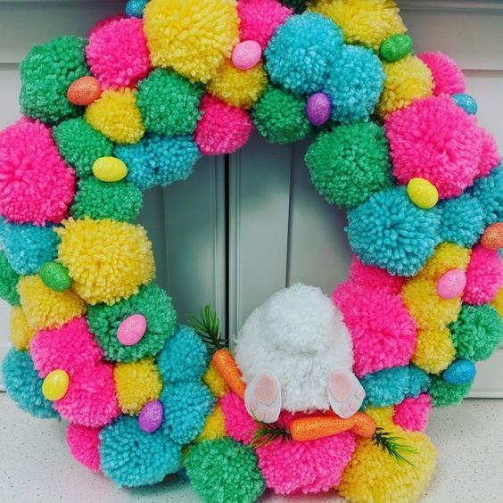 Easter Decoration With Pom Poms