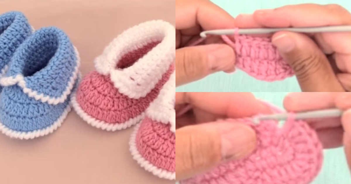 Crochet baby shoes step best sale by step