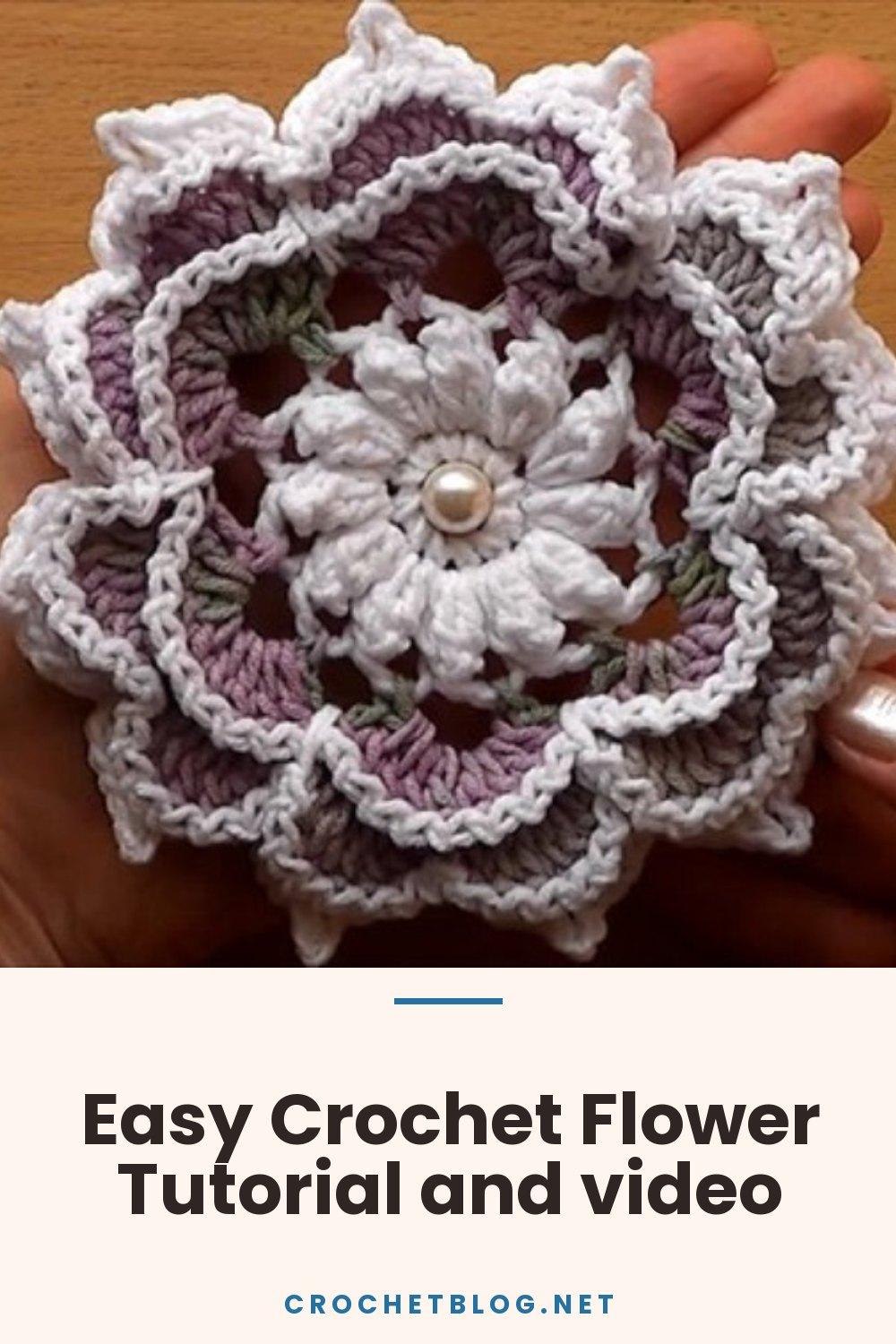 Easy Crochet Flower Tutorial and video