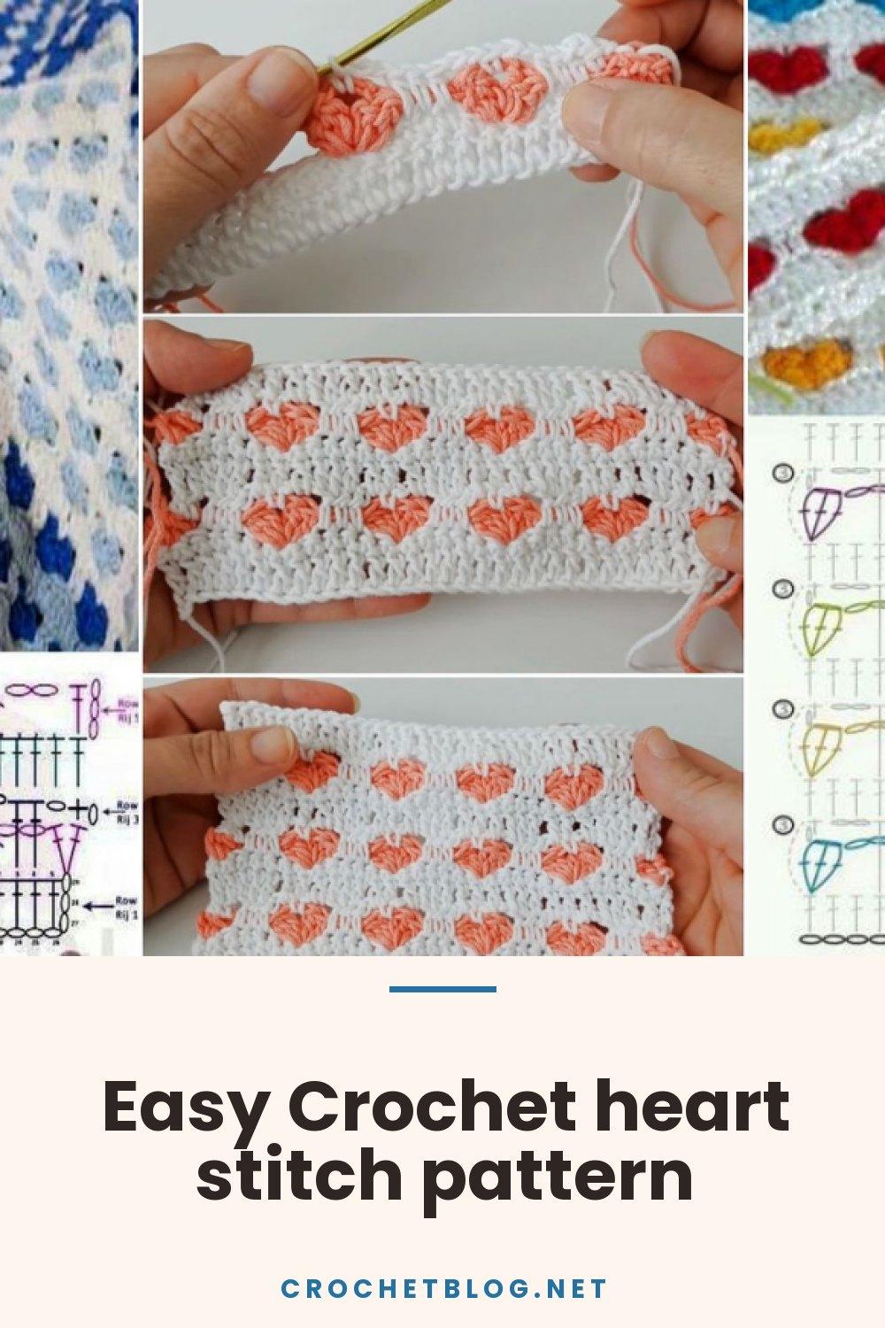 Easy Crochet heart stitch pattern