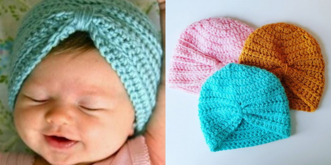 easy knit baby turban tutorial