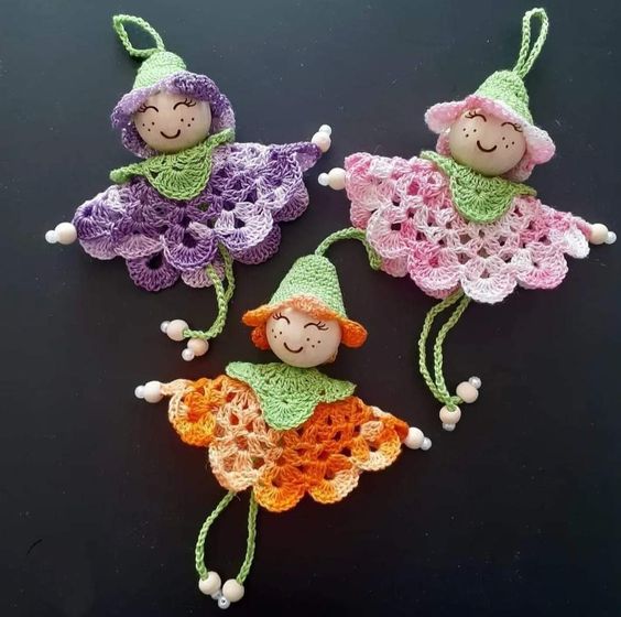 fairies made with crochet circles step by step 5