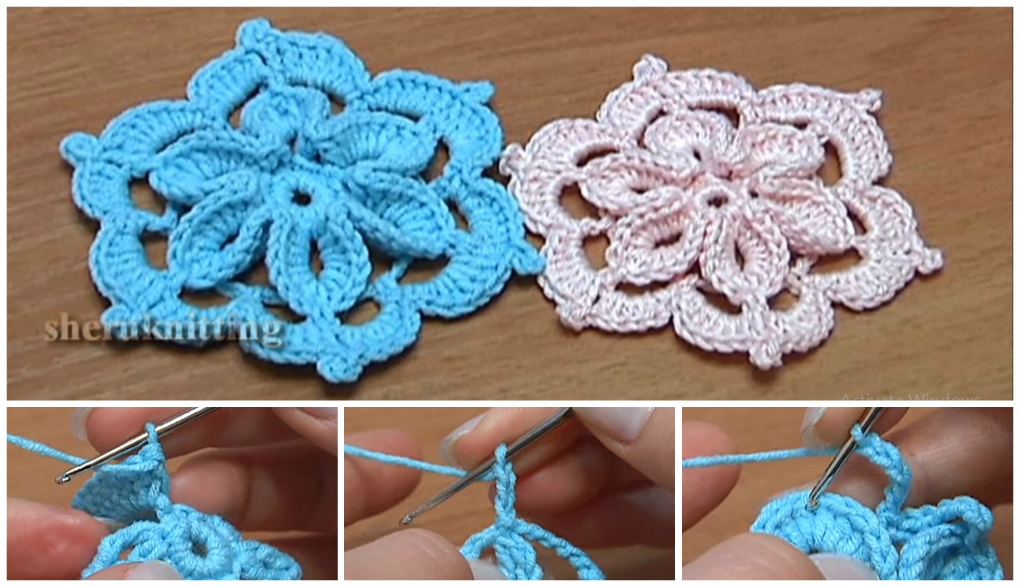 flower crochet 3d center