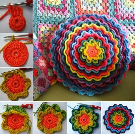 flower crochet pillow 1