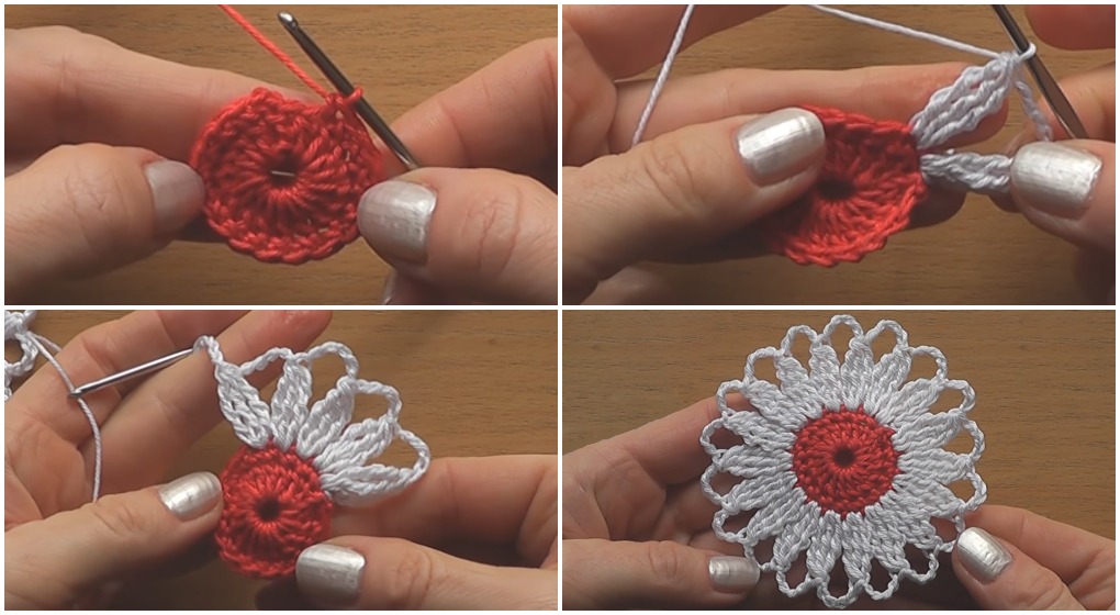 how to make crochet flowers step by step