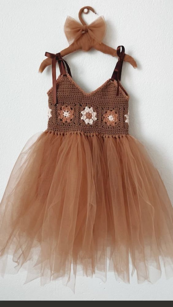 girl dress with crochet top and tulle skirt ideas 6