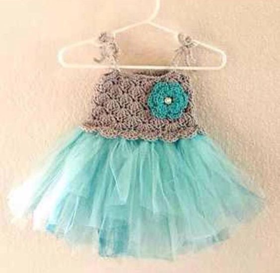girl dress with crochet top and tulle skirt ideas 9