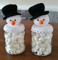 glass jars decorated with crochet for christmas 2