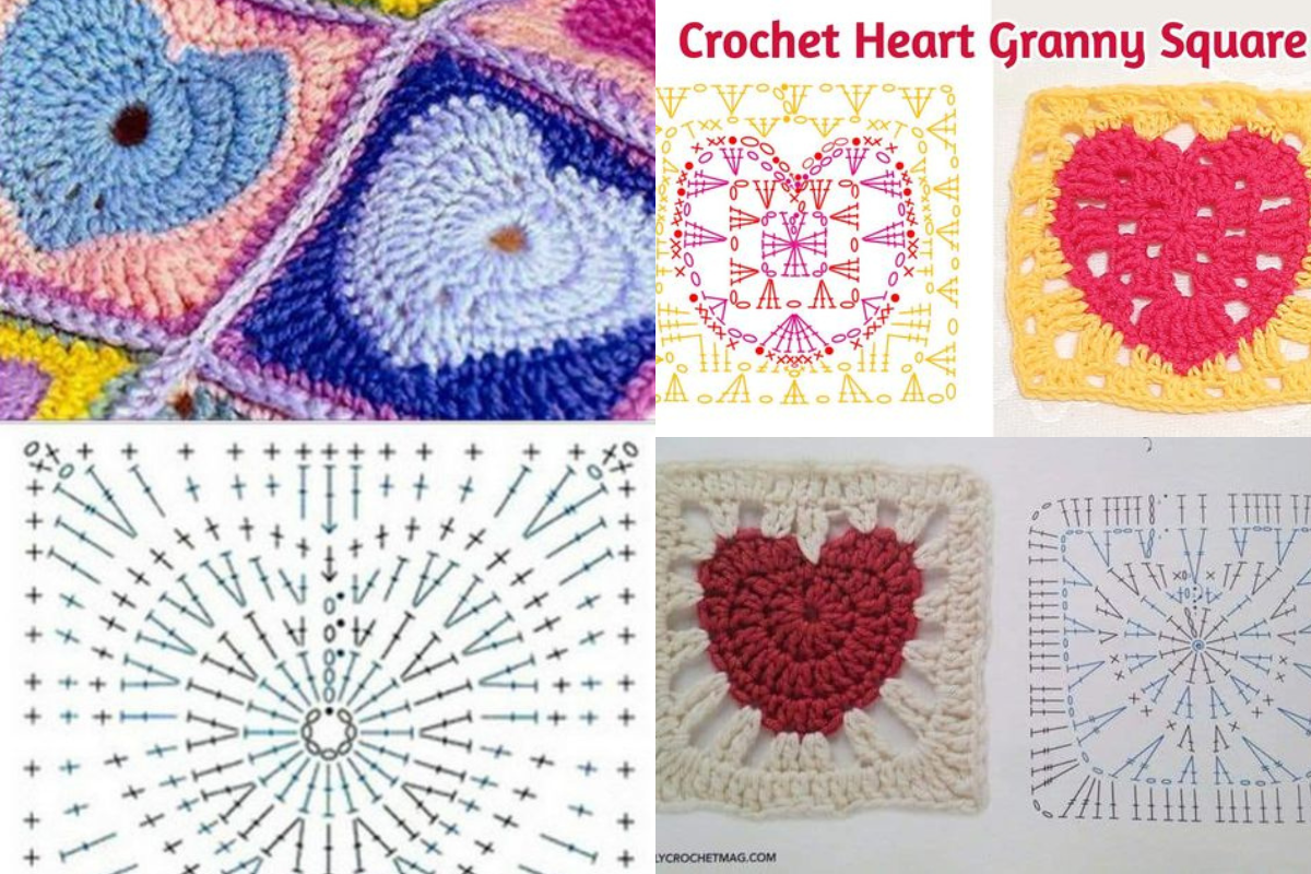 granny heart square crochet