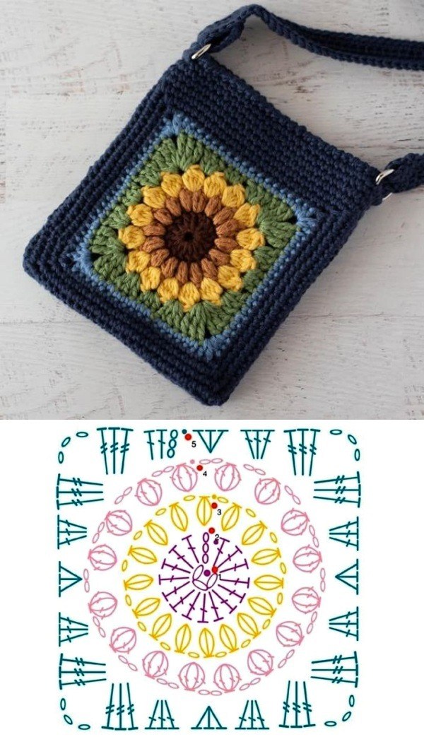 granny square bag crochet tutorial 10