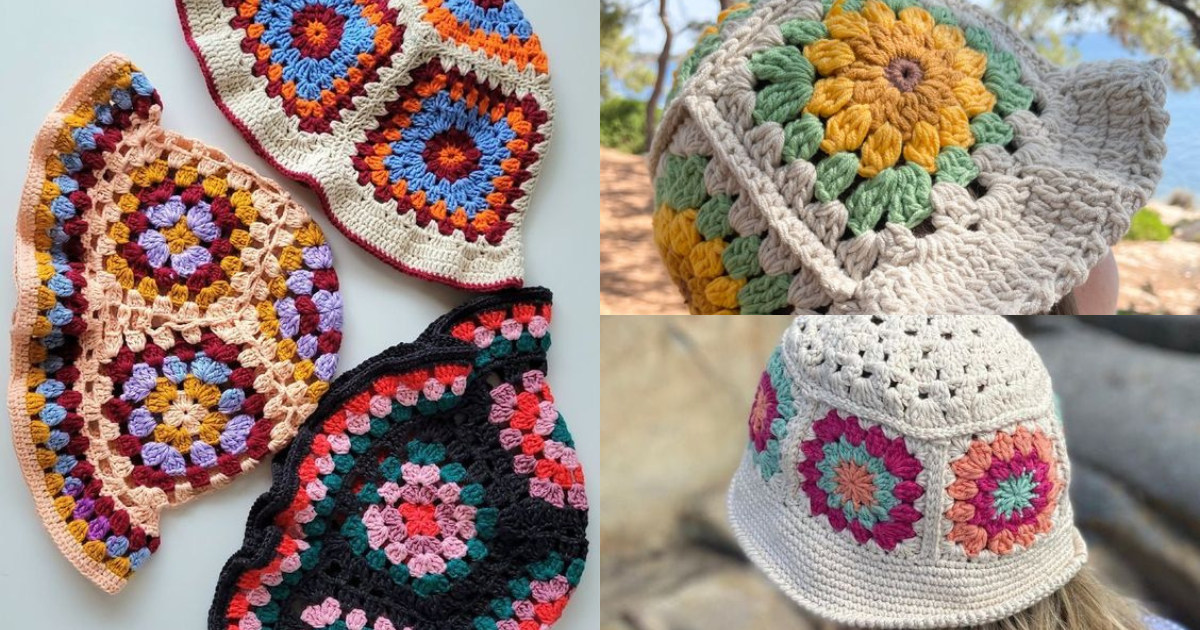 granny square bucket hat crochet