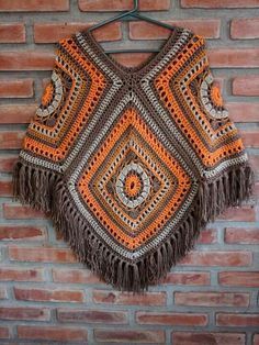 granny square crochet poncho pattern 6
