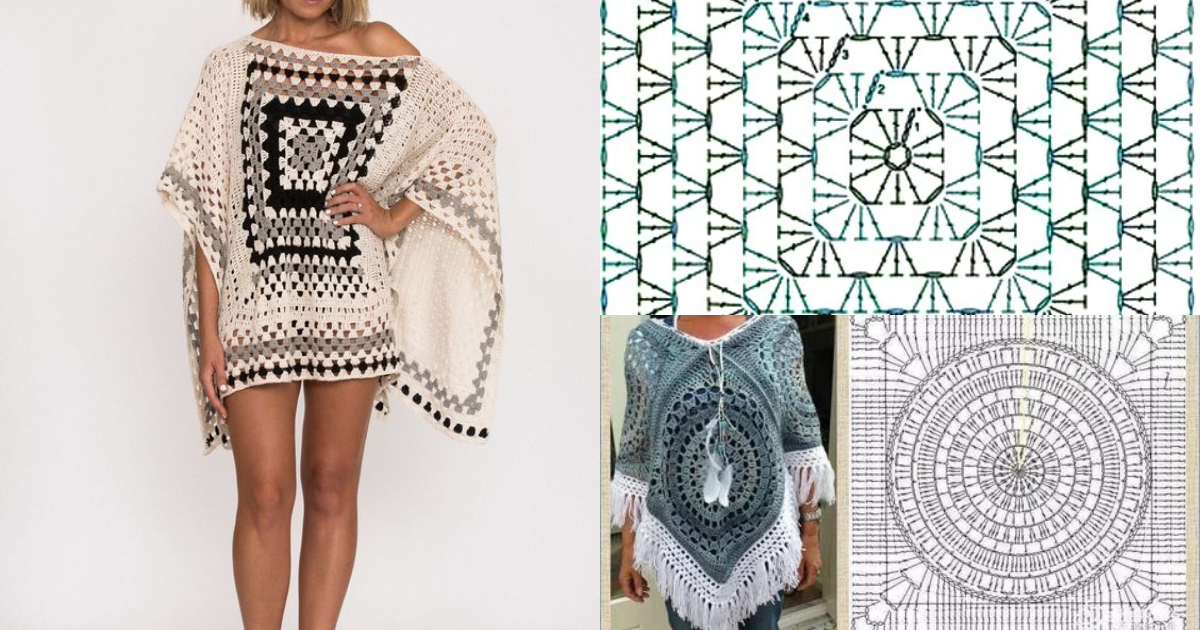 granny square crochet poncho pattern