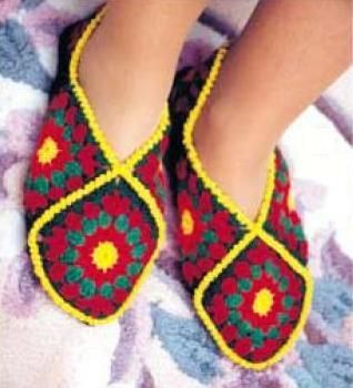 granny square slippers crochet patterns 8
