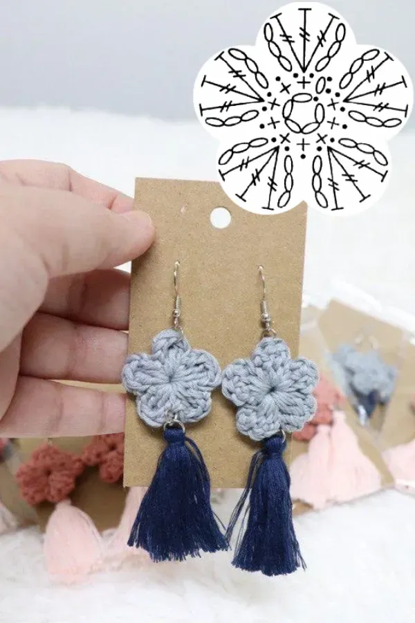 graphics of crochet earrings with flowers 10